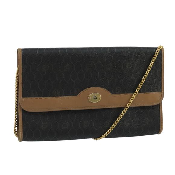 DIOR Honeycomb Canvas Shoulder Bag Pvc Gold Black - Picture 1 of 12